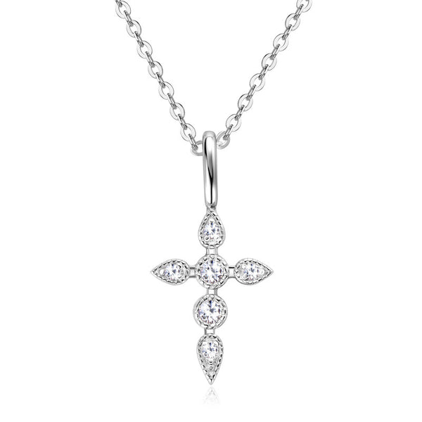 Moissanite Cross Charm Pendant Necklace