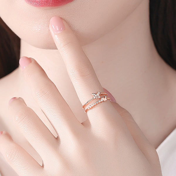 Double Layer Butterfly Ring