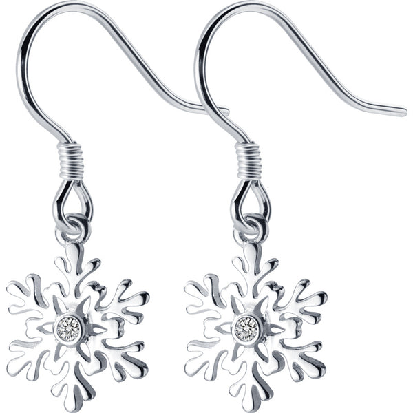Silver Snowflake Hook Earrings