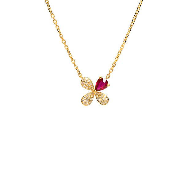 Ruby Four Leaf Clover Necklace