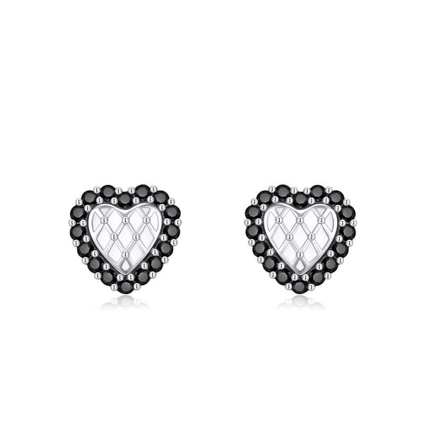 Black Tiny Heart Stud Earrings