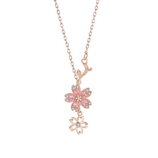 Dainty Pink Cherry Blossom Necklace