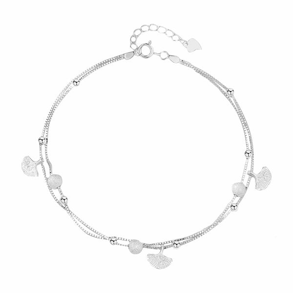 Ginkgo Leaf Bead Double Chain Anklet