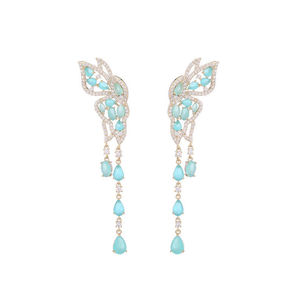 Color Gemstone Butterfly Wedding Earrings