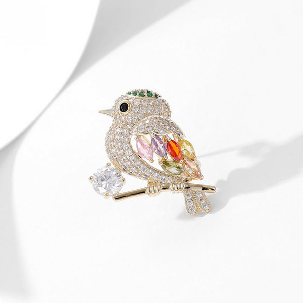 Color Gemstone Bird Wedding Brooch