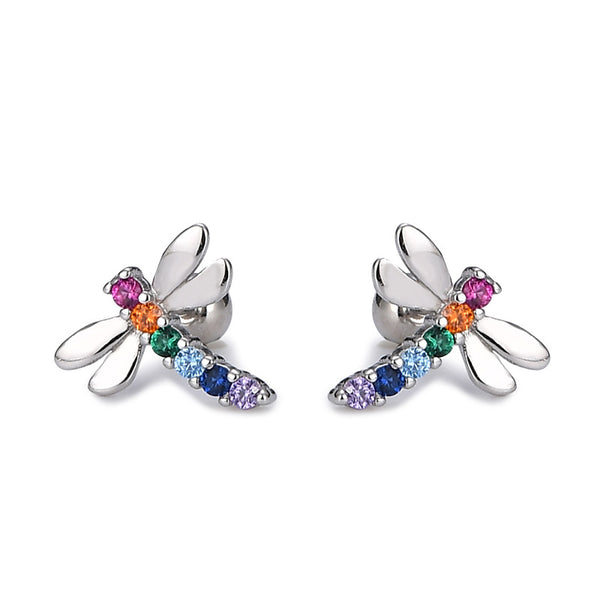 Cute Dragonfly Ball End Stud Earrings