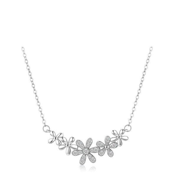 Silver Daisy Flower Necklace