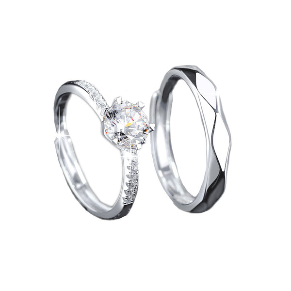 Six-Prong Moissanite Couple Matching Ring