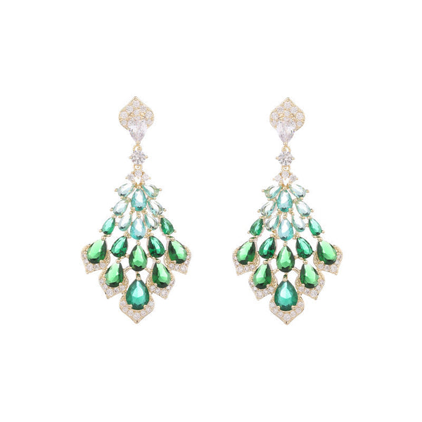 Color Gemstone Wedding Drop Earrings