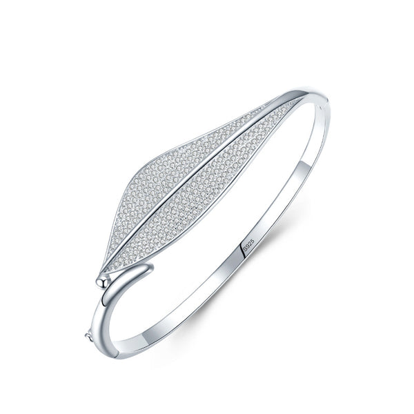 Dainty Leaf Setting Bangle Bracelet