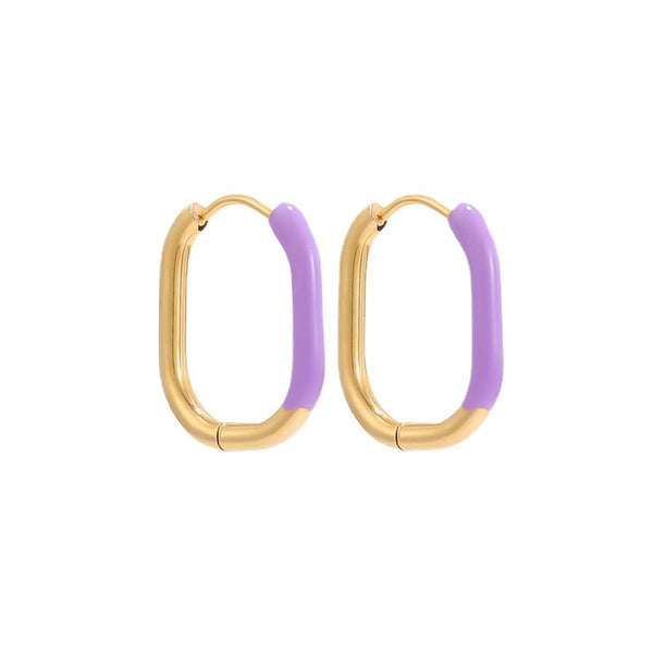 Colored Enamel U Shaped Hoop Earrings