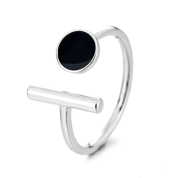 Black Enamel Open Ring