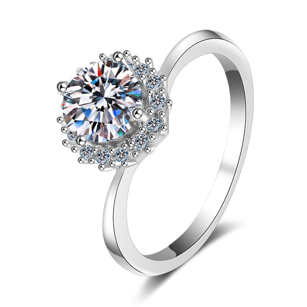 Four-Prong Moissanite Halo Wedding Ring