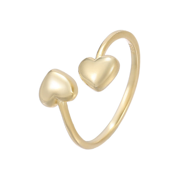 Double Heart Stacking Bypass Ring