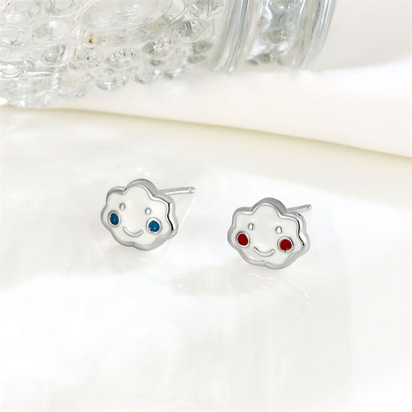 Cute Smiley Face Cloud Stud Earrings