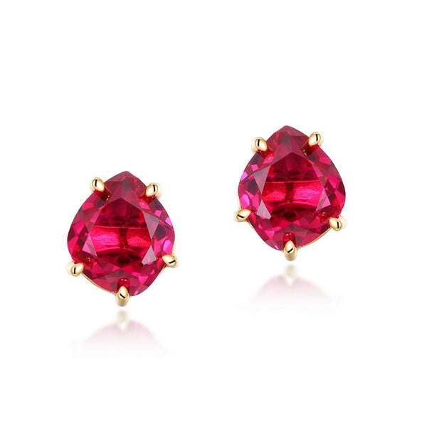 Red Corundum Stud Earrings