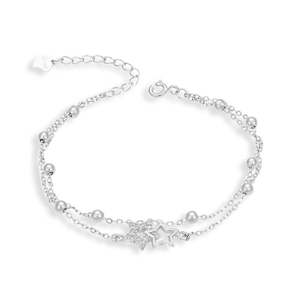 Star Charm Bead Double Chain Bracelet