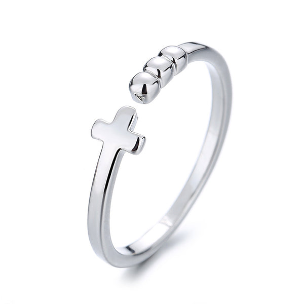 Silver Cross Stacking Slim Ring