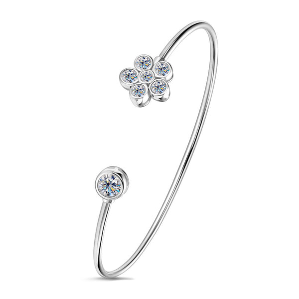 Moissanite Flower Wedding Bangle Bracelet