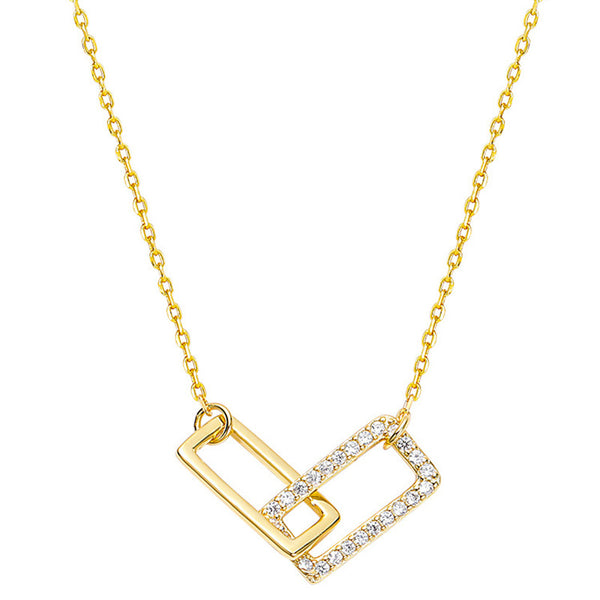 Interlocking Rectangle Pendant Necklace