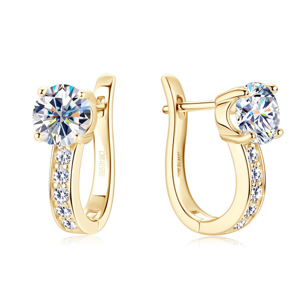 Moissanite U-Shaped Hoop Earrings