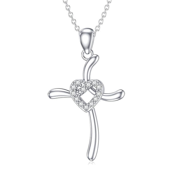 Heart Knot Cross Pendant Necklace