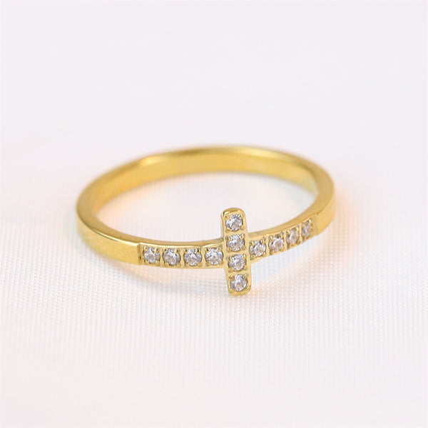 Dainty Cross Stacking Band Ring