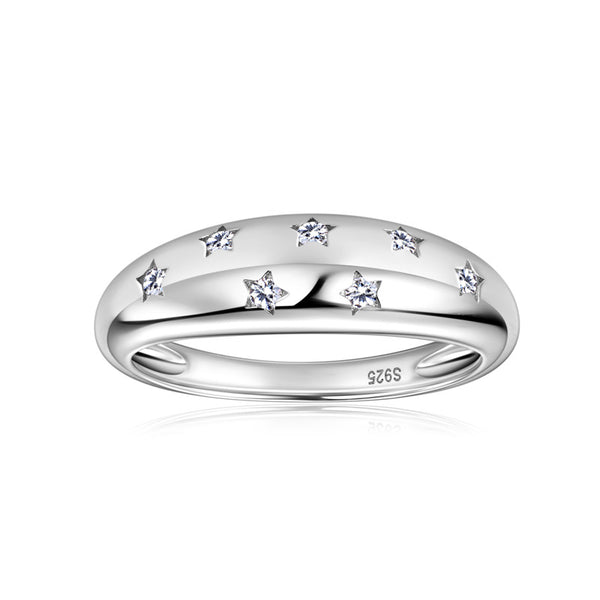 Moissanite Star Wedding Band Ring