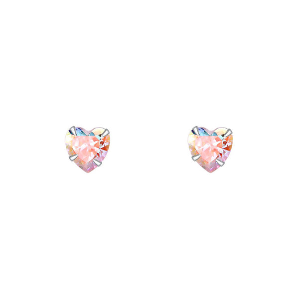 Dainty Tiny Small Pink Heart Stud Earrings