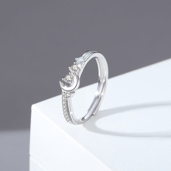 Luminous Star Moon Couple Ring