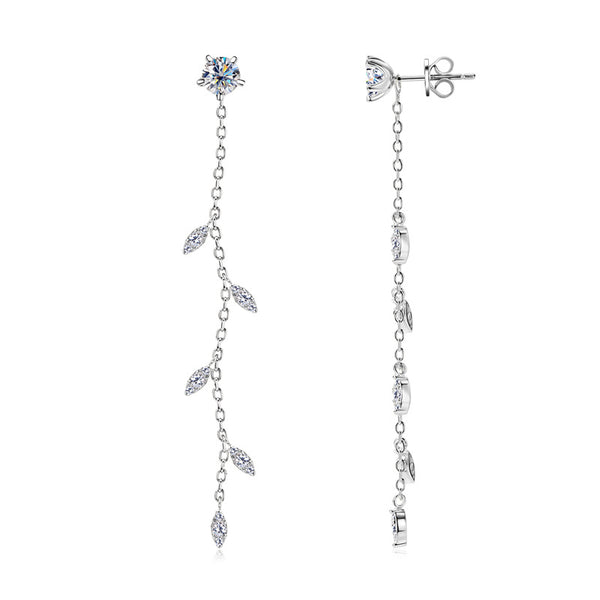 Willow Leaf Moissanite Drop Earrings