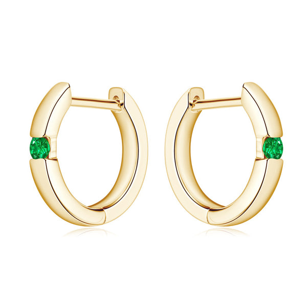 Solitaire Emerald Hoop Earrings