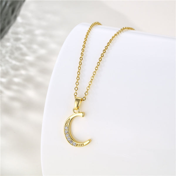 Gold Initial Letter Pendant Necklace