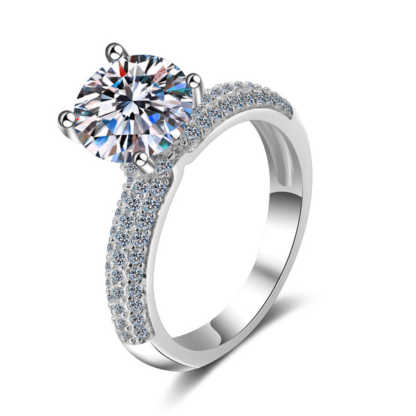 Moissanite Pave Setting Engagement Ring