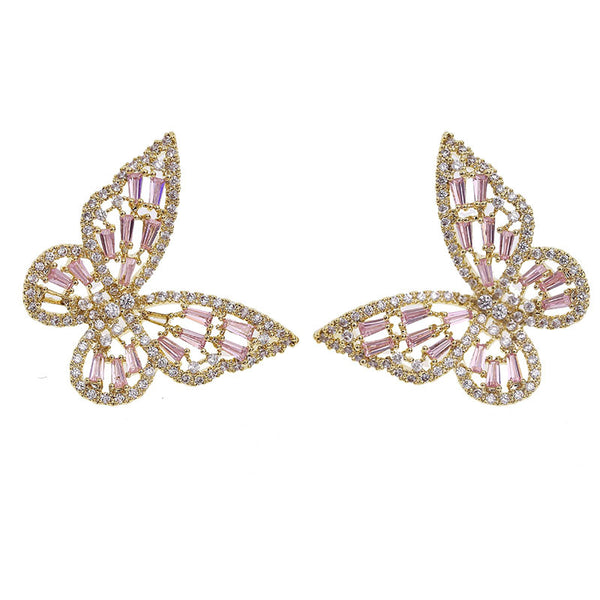 Color Gemstone Butterfly Wedding Earrings