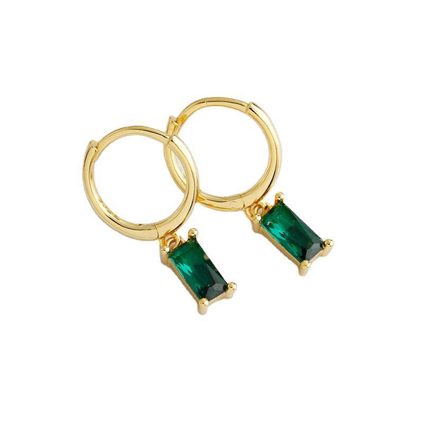 Emerald Cut Gem Drop Earrings