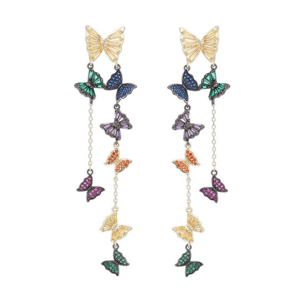 Color Butterfly Dangle Drop Tassel Earrings