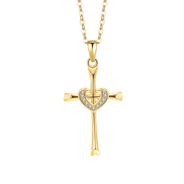 Heart Cross Pendant Necklace