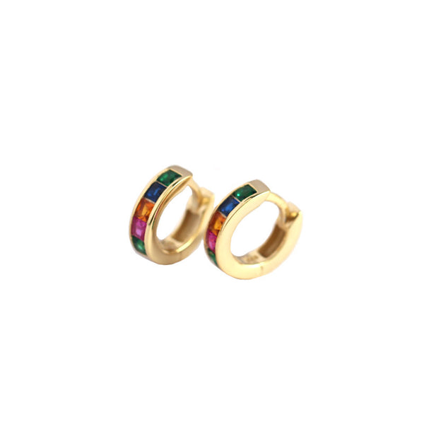 Color Gemstone Hoop Wedding Earrings