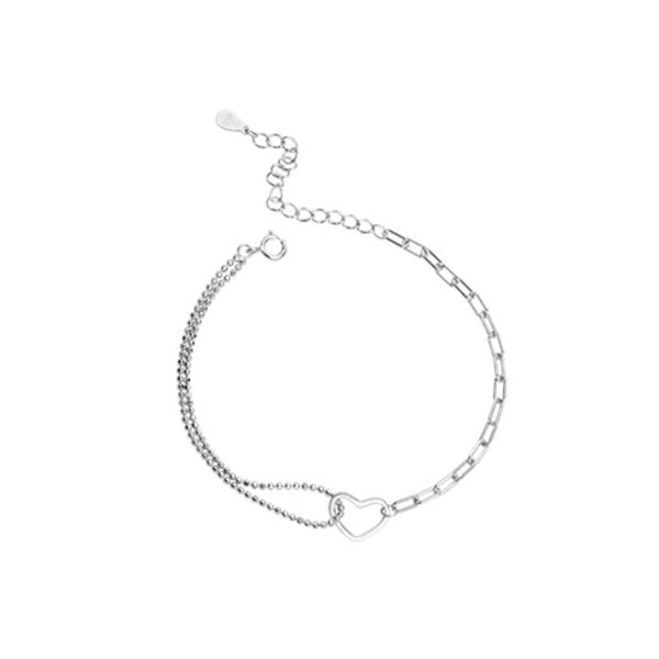 Heart Charm Bead Chain Bracelet