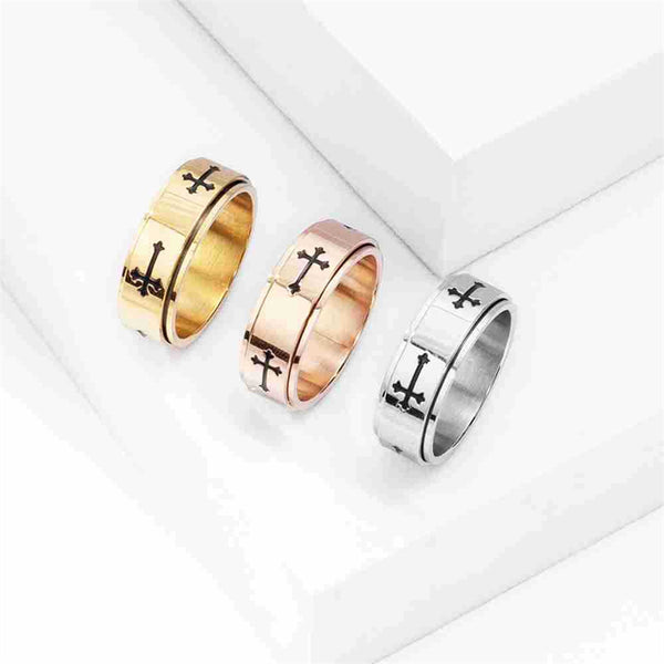 Cross Anxiety Fidget Spinner Band Ring