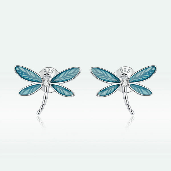 Blue Dragonfly Stud Earrings