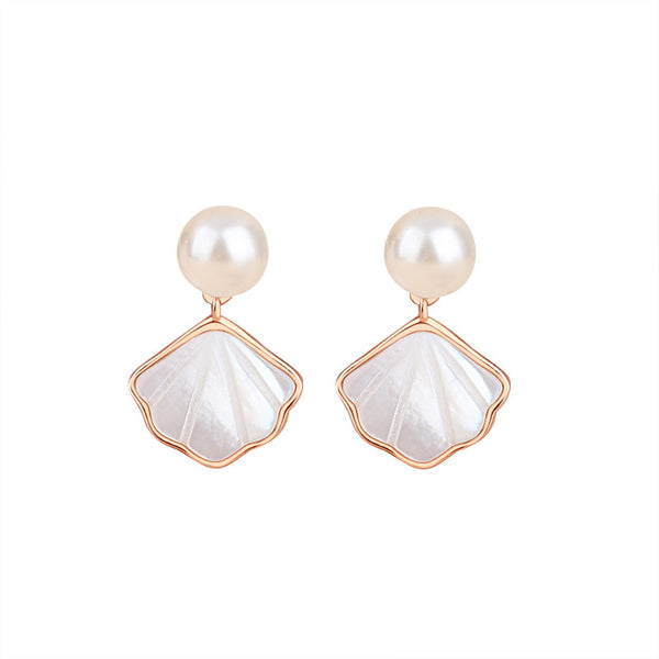 Pearl Seashell Stud Earrings