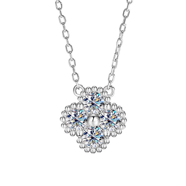 Moissanite Four Leaf Clover Charm Necklace