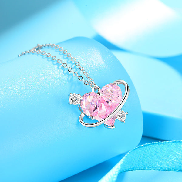 Pink Heart Pendant Necklace