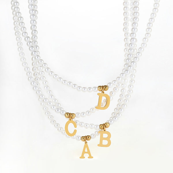 Initial Letter Pearl Necklace