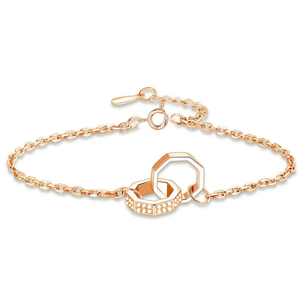 Dainty Interlocking Ring Charm Bracelet