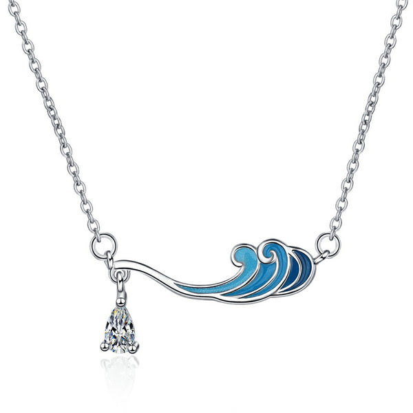 Blue Ocean Wave Necklace