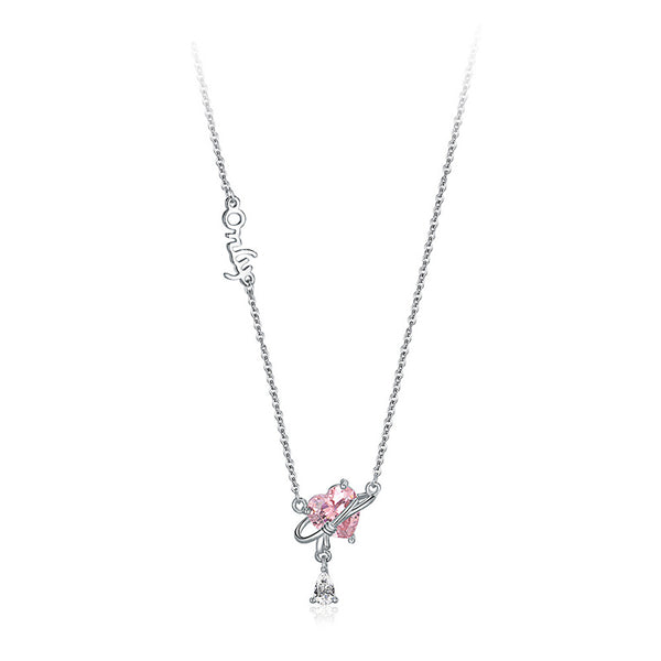 Dainty Heart Planet Charm Necklace