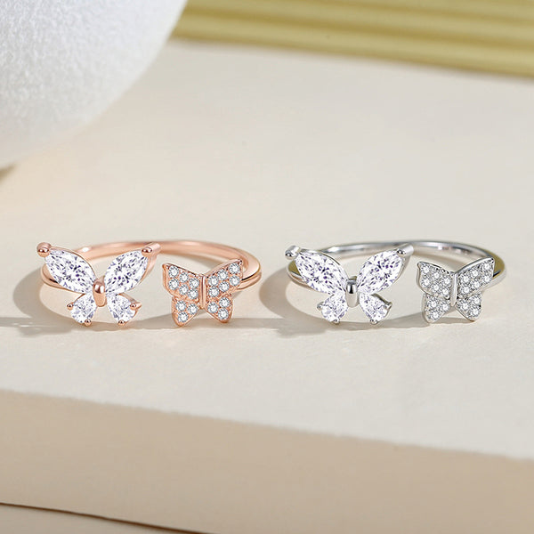 Dainty Double Butterfly Stacking Ring